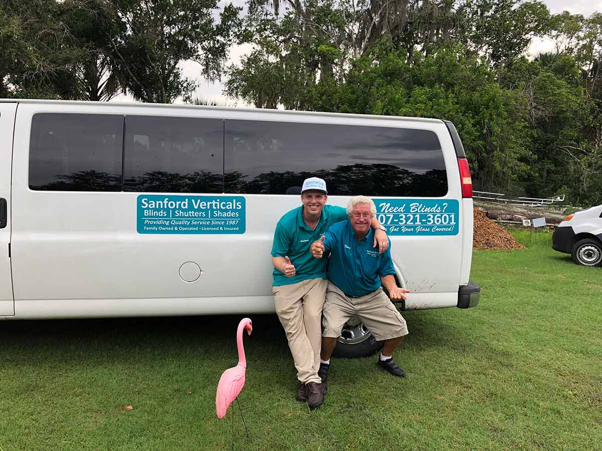 Andrew-Hunter-Whitlock-and-David-Crockett-Summers-Sr-posing-next-to-the-company-van Andrew Hunter Whitlock and David Crockett Summers Sr. posing next to the company van.