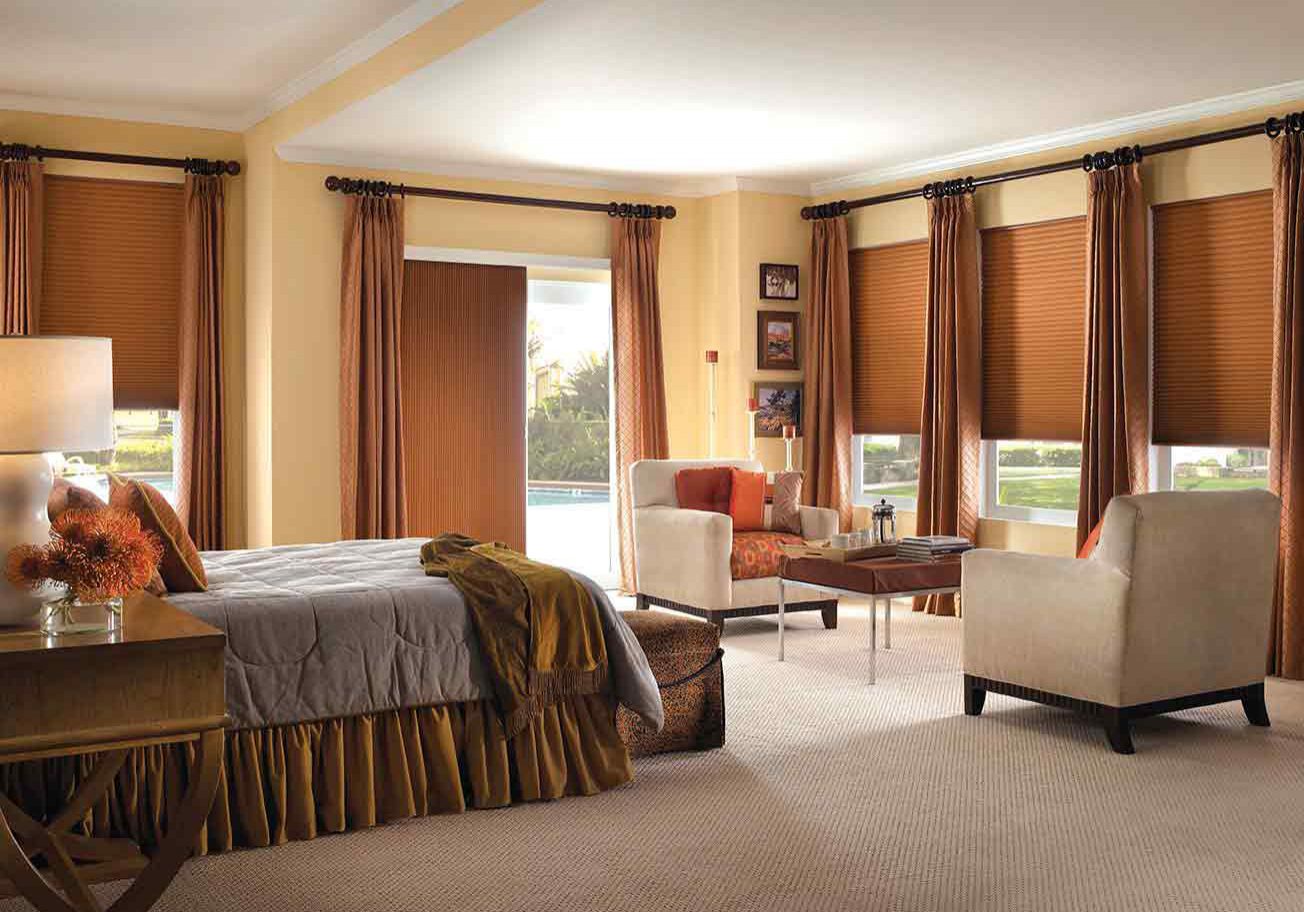 Honeycomb Shades in big bedroom